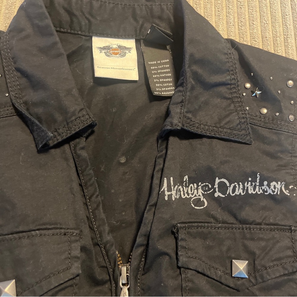 Harley Davidson Women’s Black Biker  Casual Cotton Vest Size M Cute Form Fit - Picture 4 of 14
